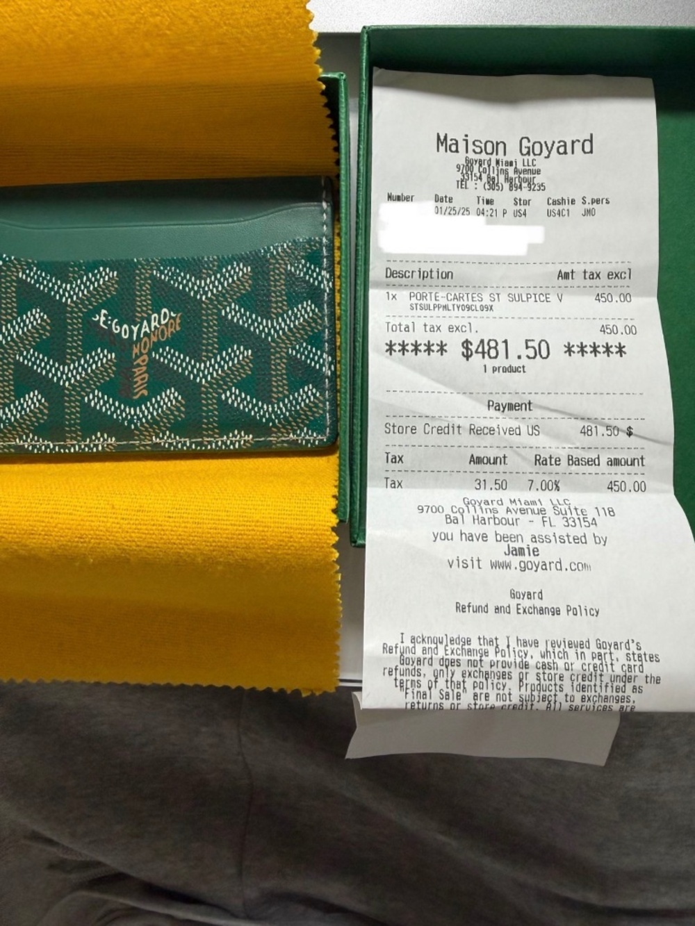 (Great Condition) Unisex Goyard Saint Sulpice Green Card Holder
